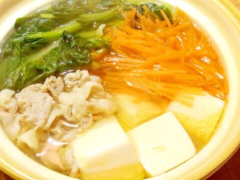 ひとり鍋✿ターサイと豚肉の中華風